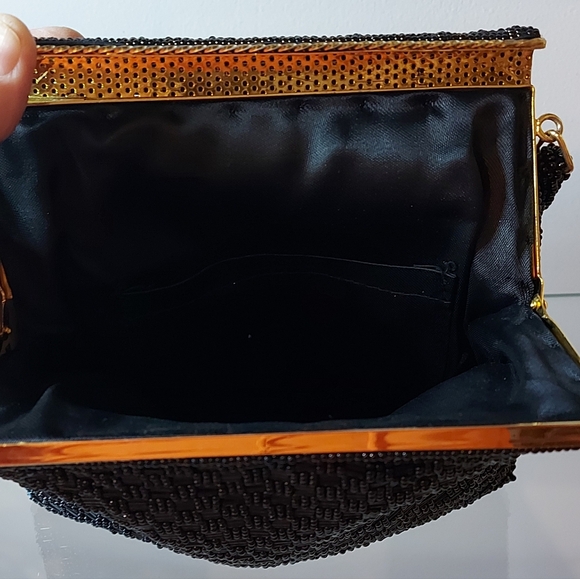 Beaded Evening Bag, Vintage 50's, Black Micro Beaded Purse - Picture 5 of 9